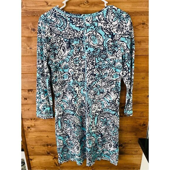 Lilly Pulitzer Cotton Juliet Dress in Shorely Blue Hippy Hippy Shake Butterfly s - Picture 3 of 3